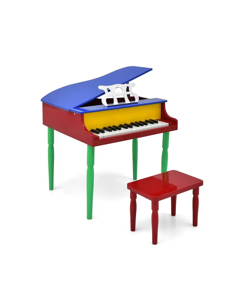 30-Key Wood Toy Kids Grand Piano with Bench and Music Rack-Multicolor - Multicolor - Pianos & Keyboards