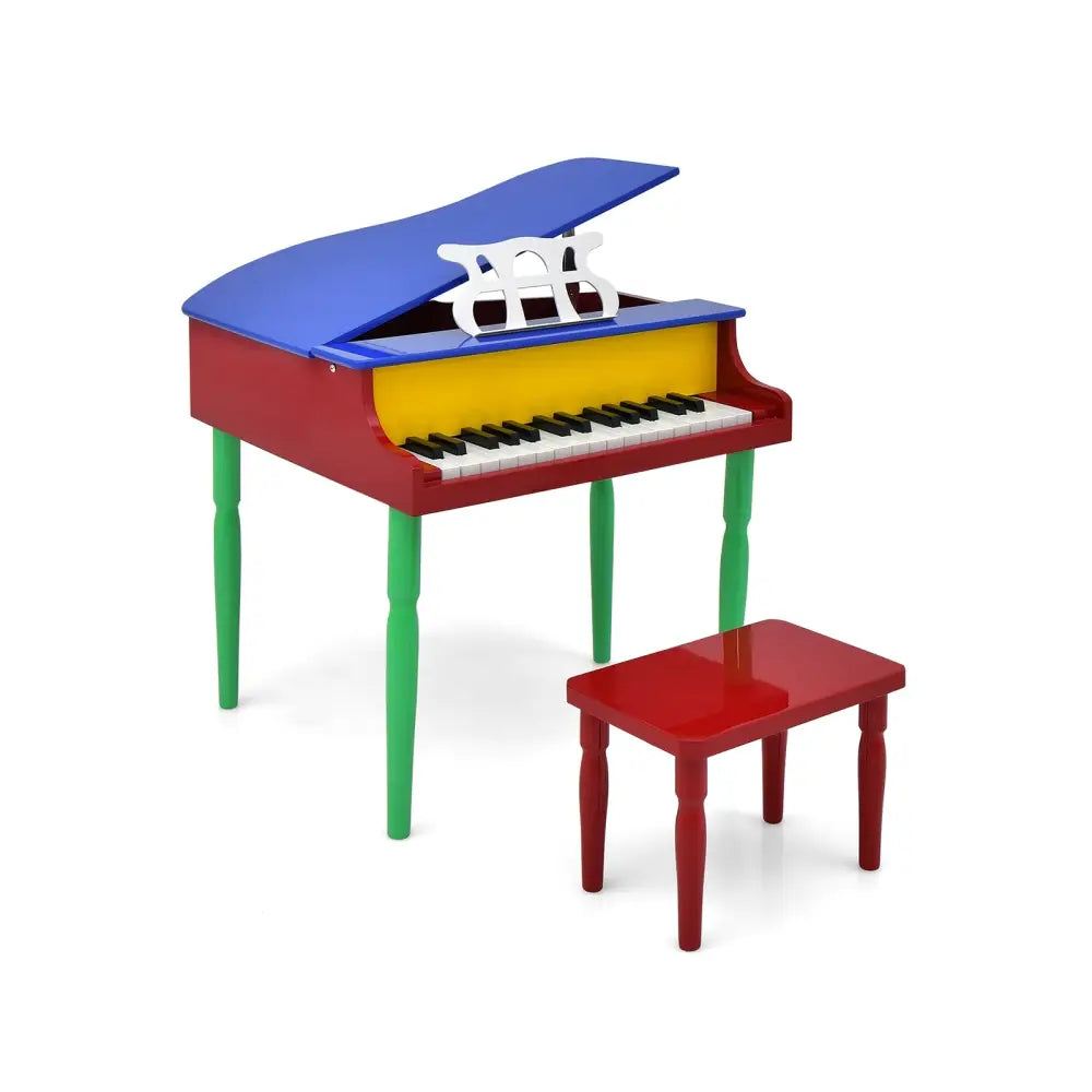 30-Key Wood Toy Kids Grand Piano with Bench and Music Rack-Multicolor - Multicolor - Pianos & Keyboards