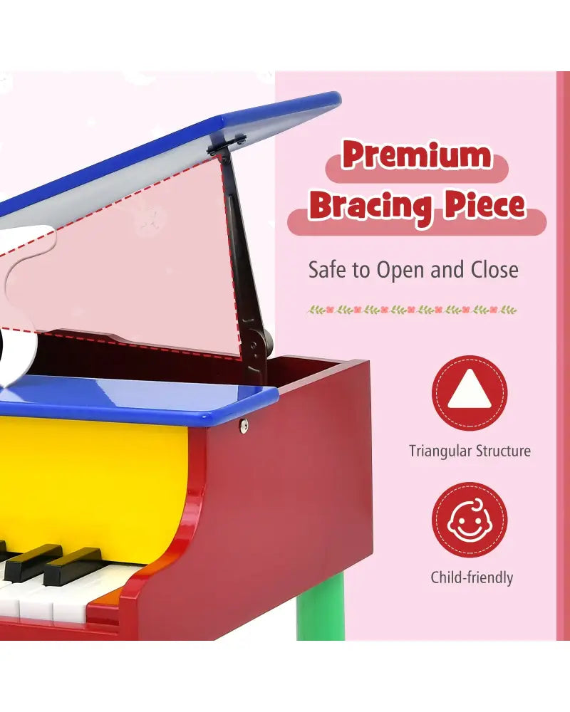 30-Key Wood Toy Kids Grand Piano with Bench and Music Rack-Multicolor - Multicolor - Pianos & Keyboards