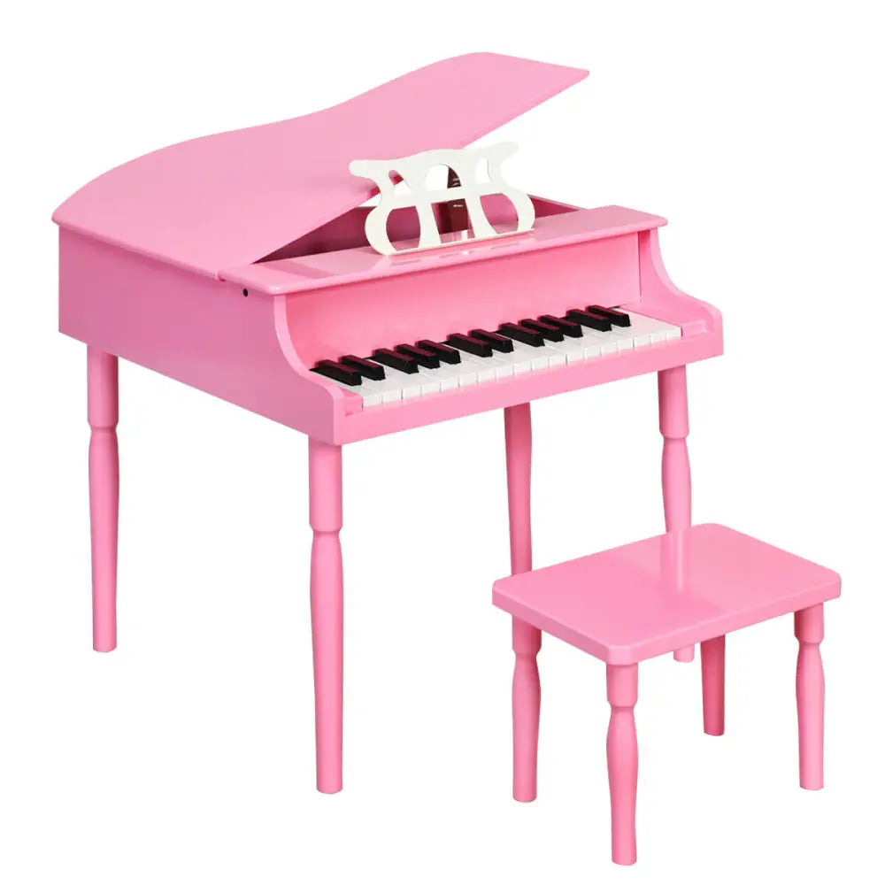 30-Key Wood Toy Kids Grand Piano with Bench and Music Rack-Pink - Pink - Pianos & Keyboards