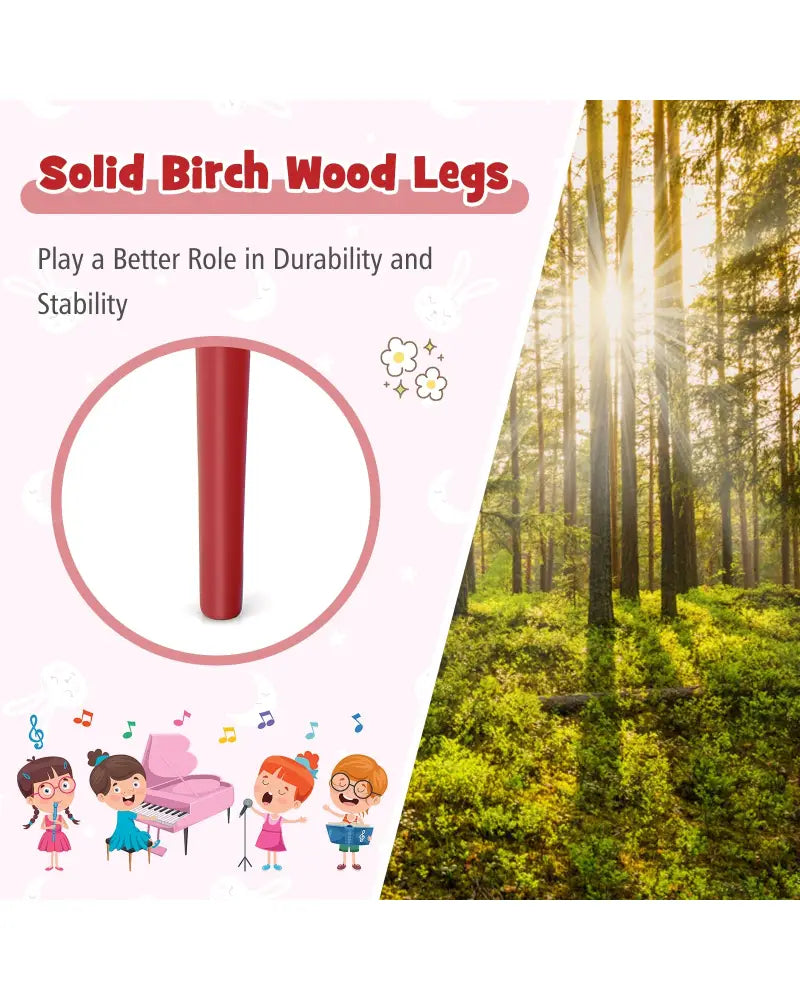 30-Key Wood Toy Kids Grand Piano with Bench and Music Rack-Red - Red - Pianos & Keyboards