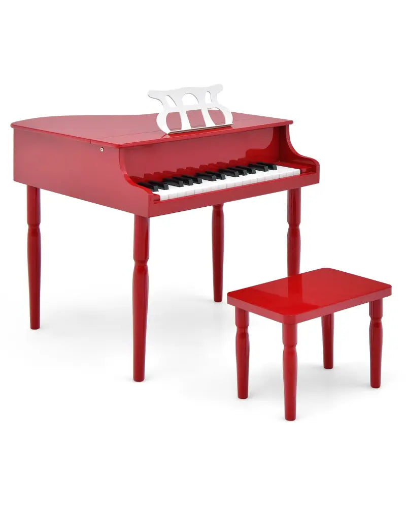 30-Key Wood Toy Kids Grand Piano with Bench and Music Rack-Red - Red - Pianos & Keyboards