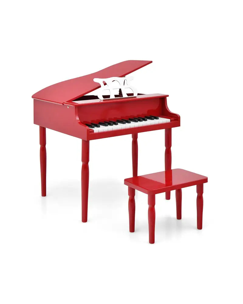 30-Key Wood Toy Kids Grand Piano with Bench and Music Rack-Red - Red - Pianos & Keyboards