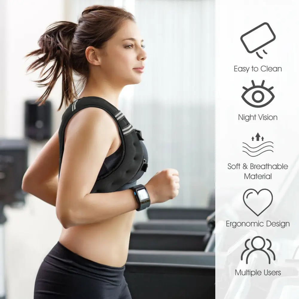 30 LBS Workout Weighted Vest with Mesh Bag Adjustable Buckle - Black - Weights Accessories