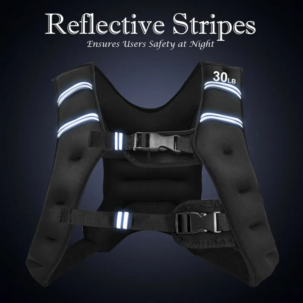 30 LBS Workout Weighted Vest with Mesh Bag Adjustable Buckle - Black - Weights Accessories