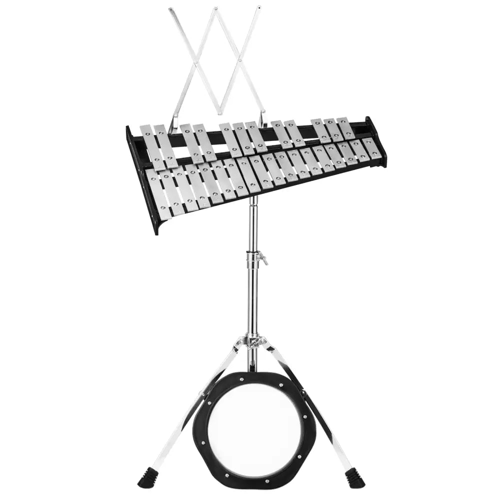 30 Notes Percussion with Practice Pad Mallets Sticks Stand - Black - Drums & Percussion