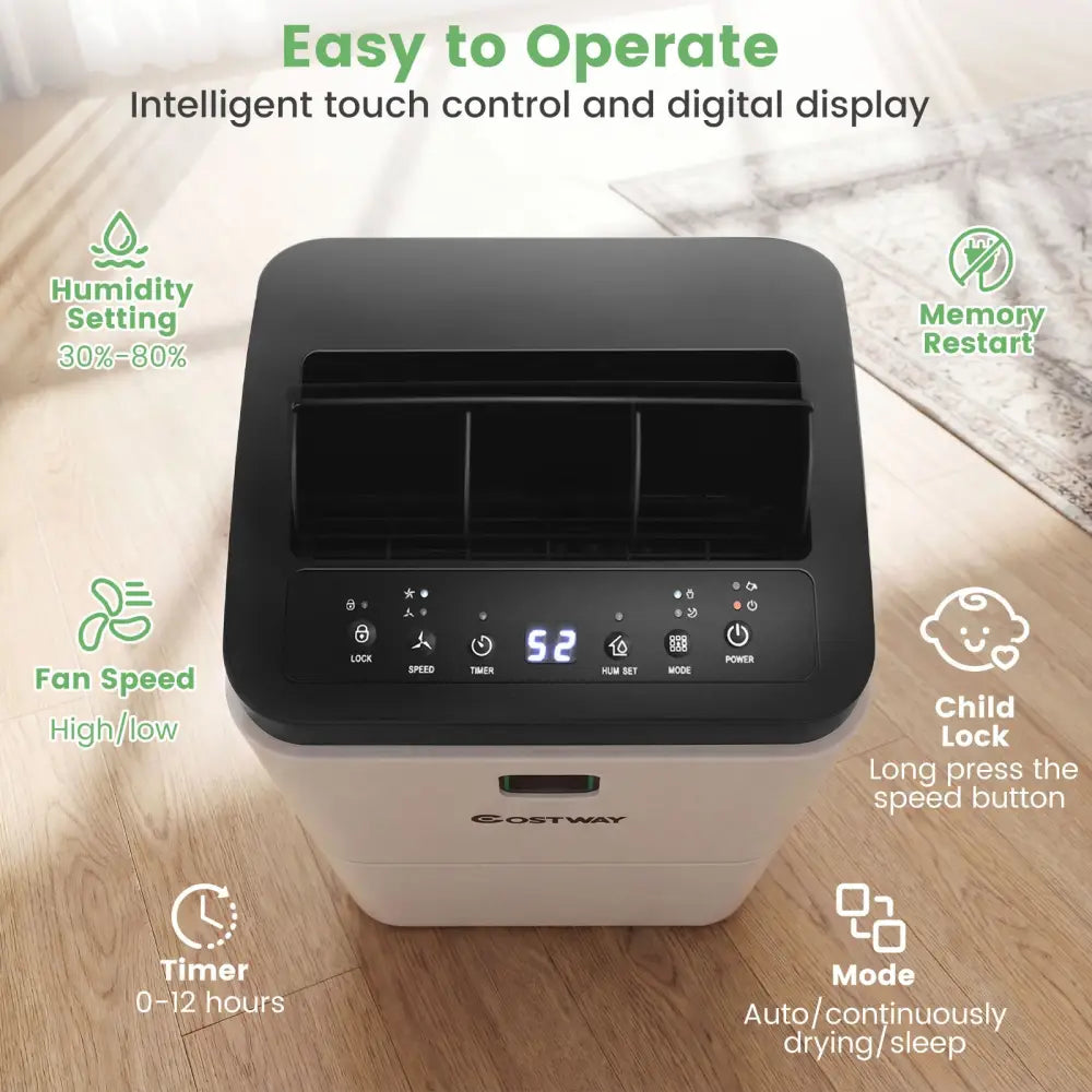 30 Pints 1500 Sq. ft Dehumidifier for Medium to Large Room with Indicator - White - Dehumidifiers