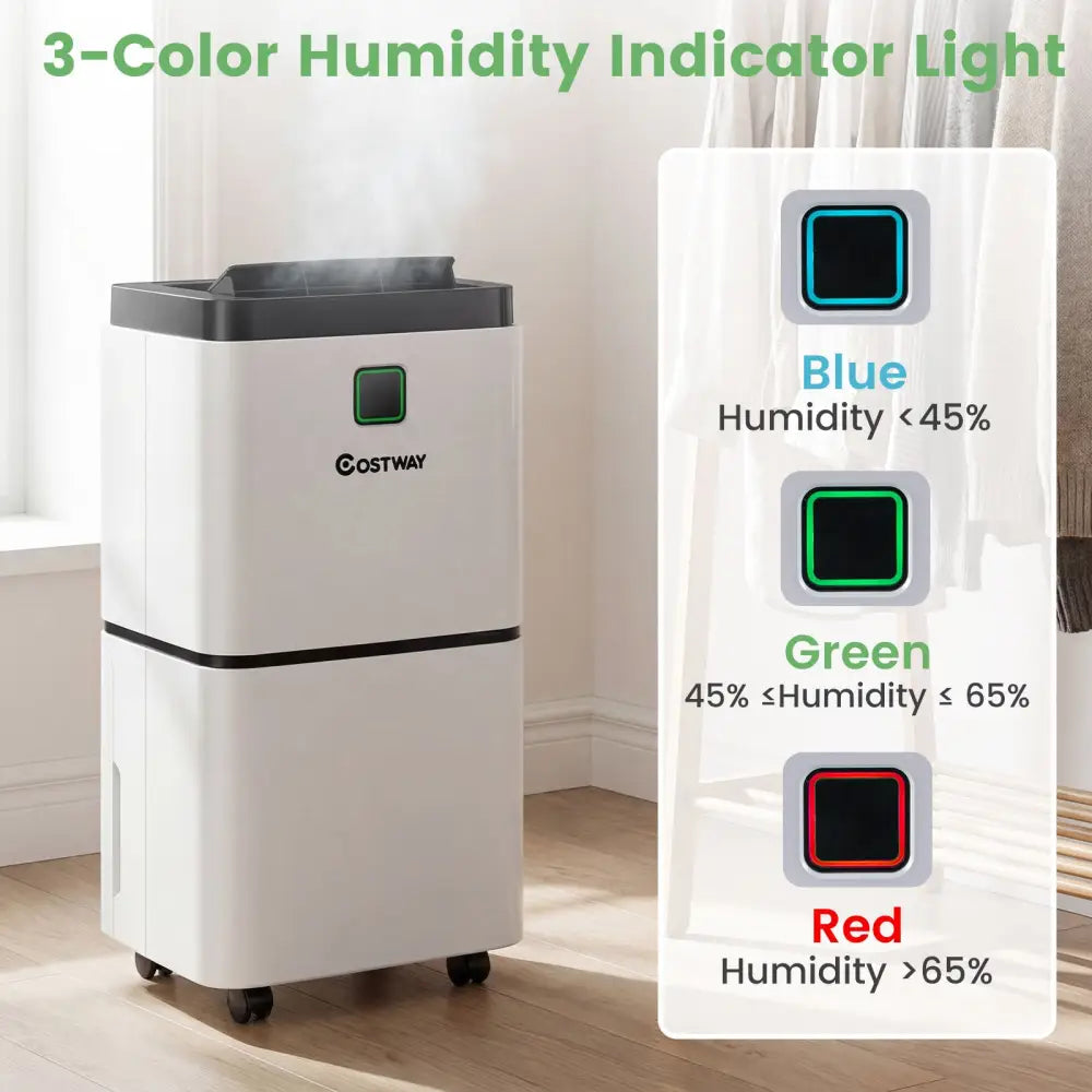 30 Pints 1500 Sq. ft Dehumidifier for Medium to Large Room with Indicator - White - Dehumidifiers