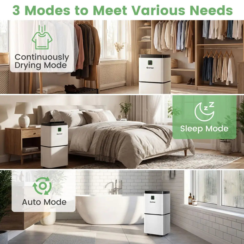 30 Pints 1500 Sq. ft Dehumidifier for Medium to Large Room with Indicator - White - Dehumidifiers