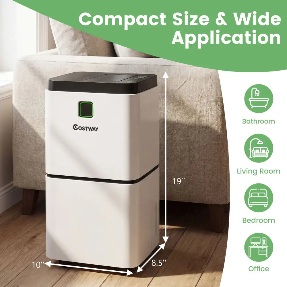 30 Pints 1500 Sq. ft Dehumidifier for Medium to Large Room with Indicator - White - Dehumidifiers
