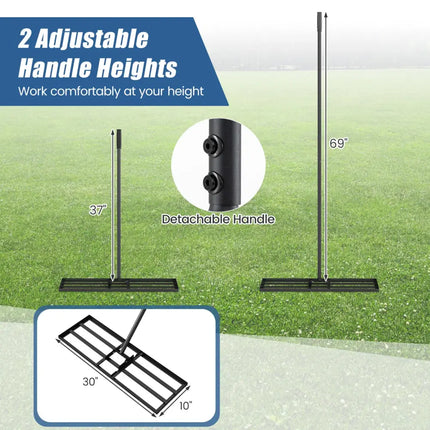30 x 10 Inch Heavy Duty Lawn Level Tool with 69 Inch Handle-Black - Black - Lawn Care Tools