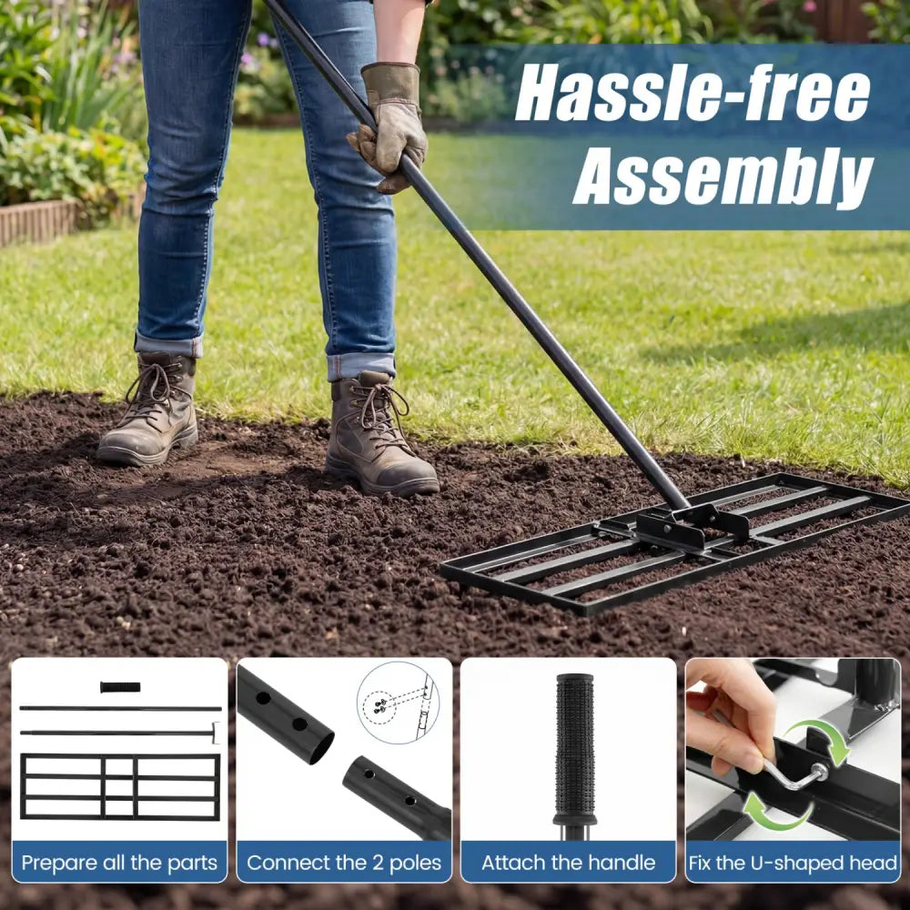 30 x 10 Inch Heavy Duty Lawn Level Tool with 69 Inch Handle-Black - Black - Lawn Care Tools