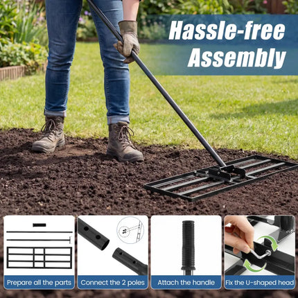 30 x 10 Inch Heavy Duty Lawn Level Tool with 69 Inch Handle-Black - Black - Lawn Care Tools