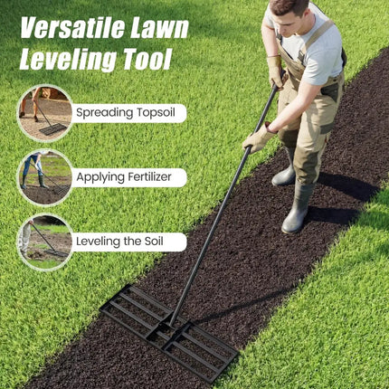 30 x 10 Inch Heavy Duty Lawn Level Tool with 69 Inch Handle-Black - Black - Lawn Care Tools
