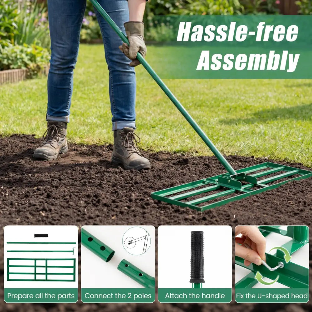 30 x 10 Inch Heavy Duty Lawn Level Tool with 69 Inch Handle-Green - Green - Lawn Care Tools