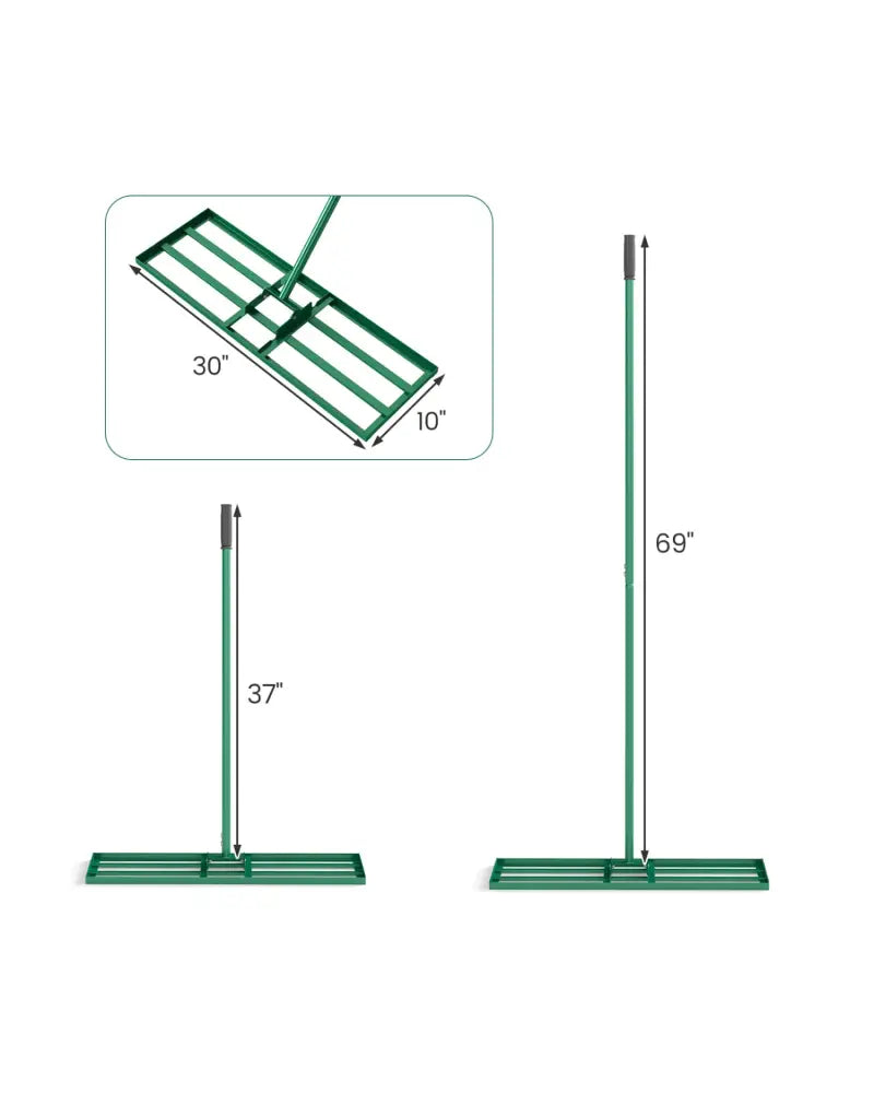 30 x 10 Inch Heavy Duty Lawn Level Tool with 69 Inch Handle-Green - Green - Lawn Care Tools