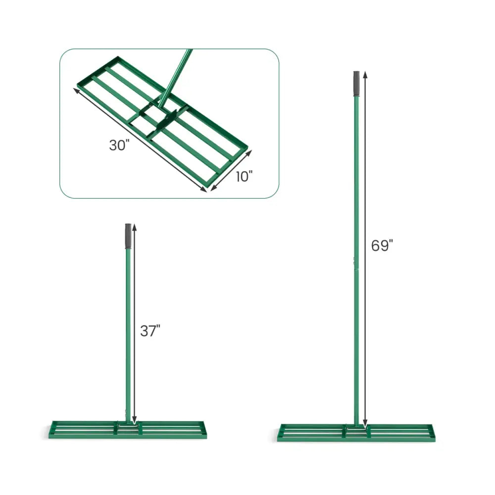 30 x 10 Inch Heavy Duty Lawn Level Tool with 69 Inch Handle-Green - Green - Lawn Care Tools