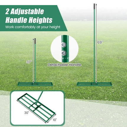 30 x 10 Inch Heavy Duty Lawn Level Tool with 69 Inch Handle-Green - Green - Lawn Care Tools