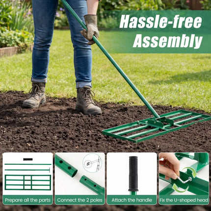 30 x 10 Inch Heavy Duty Lawn Level Tool with 69 Inch Handle-Green - Green - Lawn Care Tools