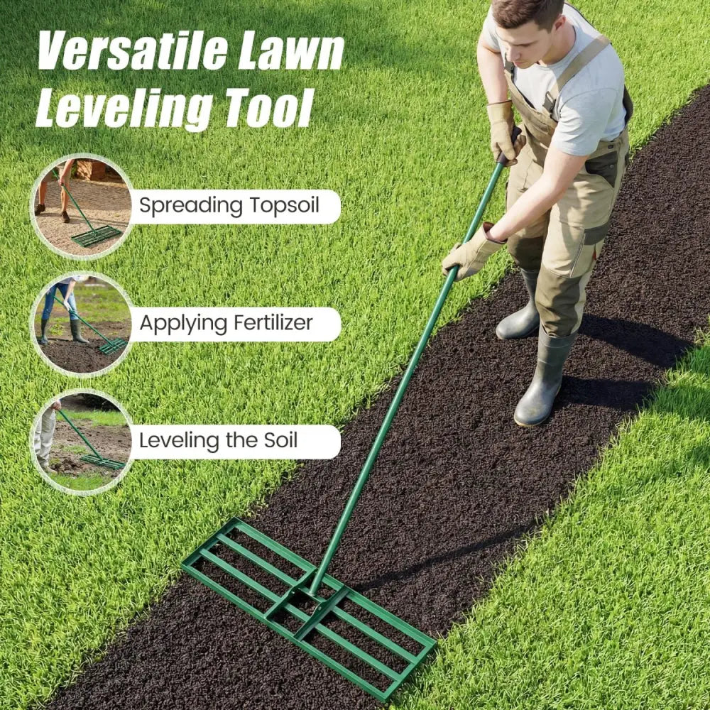 30 x 10 Inch Heavy Duty Lawn Level Tool with 69 Inch Handle-Green - Green - Lawn Care Tools