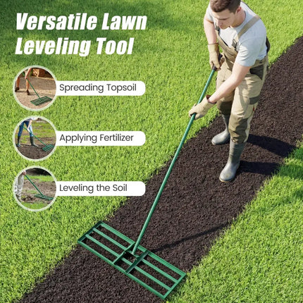 30 x 10 Inch Heavy Duty Lawn Level Tool with 69 Inch Handle-Green - Green - Lawn Care Tools