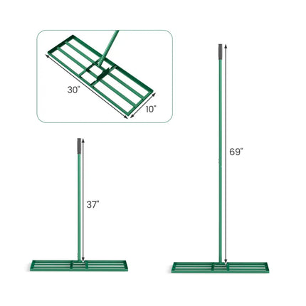 30 x 10 Inch Heavy Duty Lawn Level Tool with 69 Inch Handle-Green - Green - Lawn Care Tools