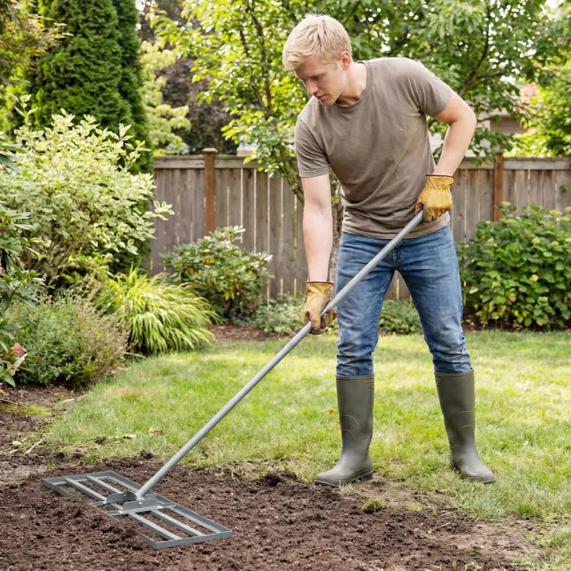 30 x 10 Inch Heavy Duty Lawn Level Tool with 69 Inch Handle-Silver - Silver - Lawn Care Tools