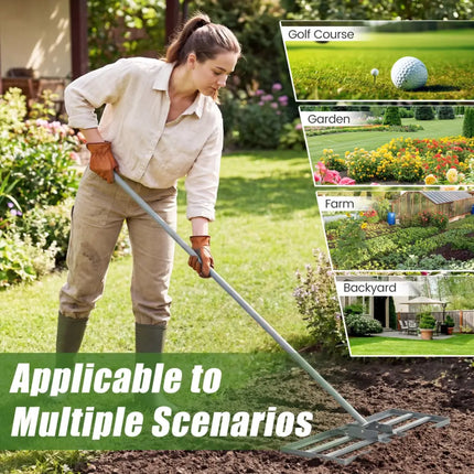 30 x 10 Inch Heavy Duty Lawn Level Tool with 69 Inch Handle-Silver - Silver - Lawn Care Tools