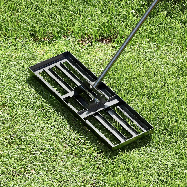 30 x 10 Inch Lawn Leveling Rake with Ergonomic Handle-Black - Black - Lawn Care Tools