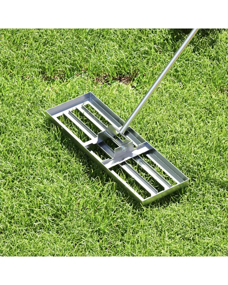 30 x 10 Inch Lawn Leveling Rake with Ergonomic Handle-Silver - Silver - Lawn Care Tools