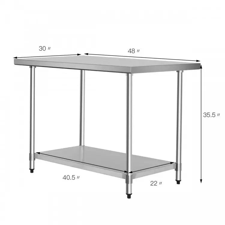 30 x 48 Inch Stainless Steel Table Commercial Kitchen Worktable - Silver - Kitchen Tools