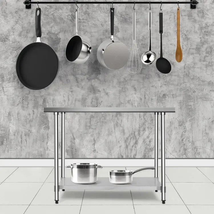 30 x 48 Inch Stainless Steel Table Commercial Kitchen Worktable - Silver - Kitchen Tools