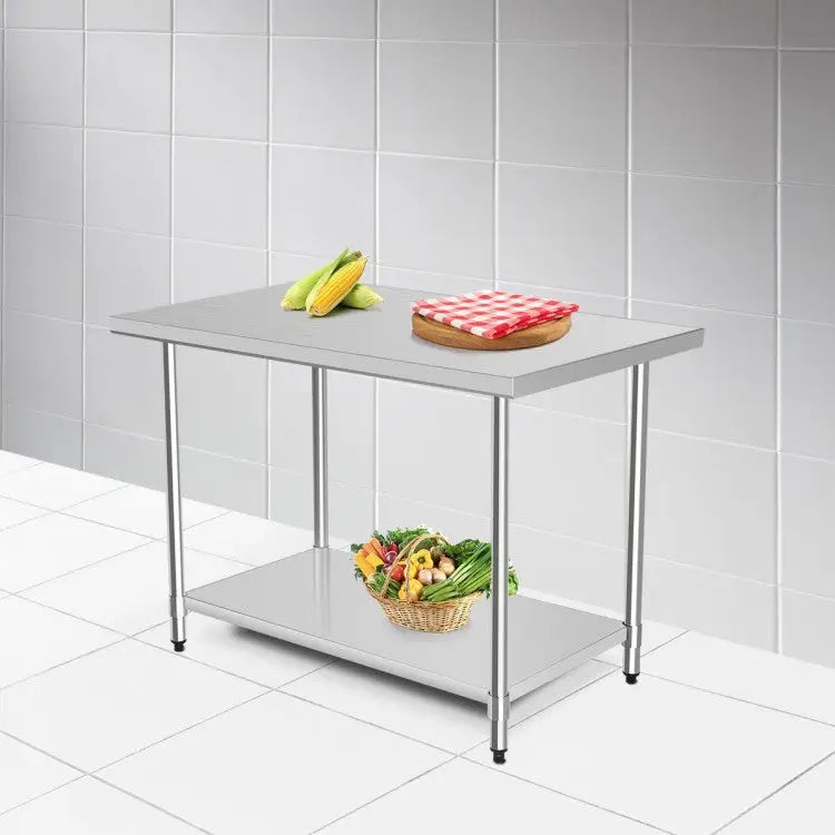30 x 48 Inch Stainless Steel Table Commercial Kitchen Worktable - Silver - Kitchen Tools