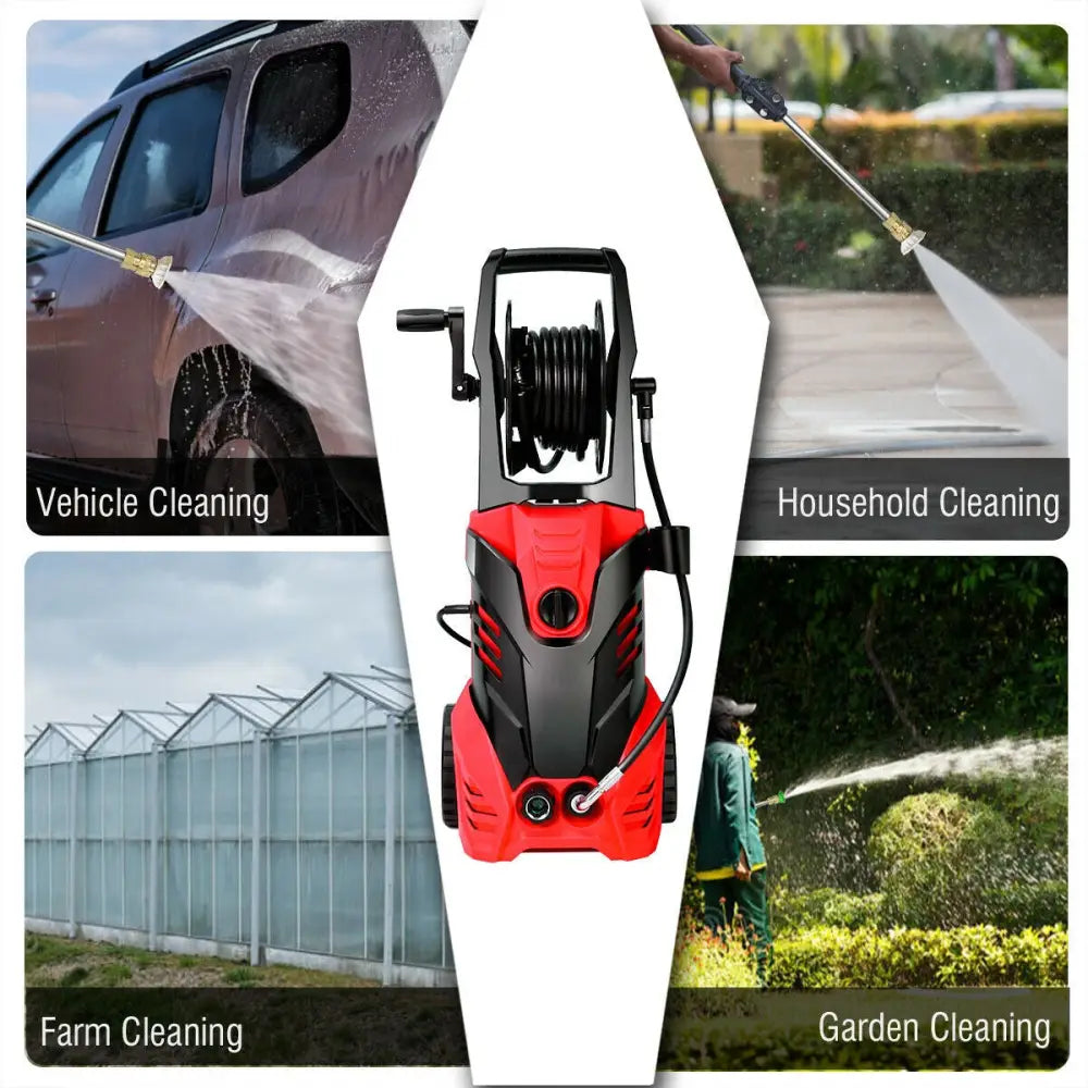 3000 PSI Electric High Pressure Washer With Patio Cleaner-Red - Red - Pressure Washers
