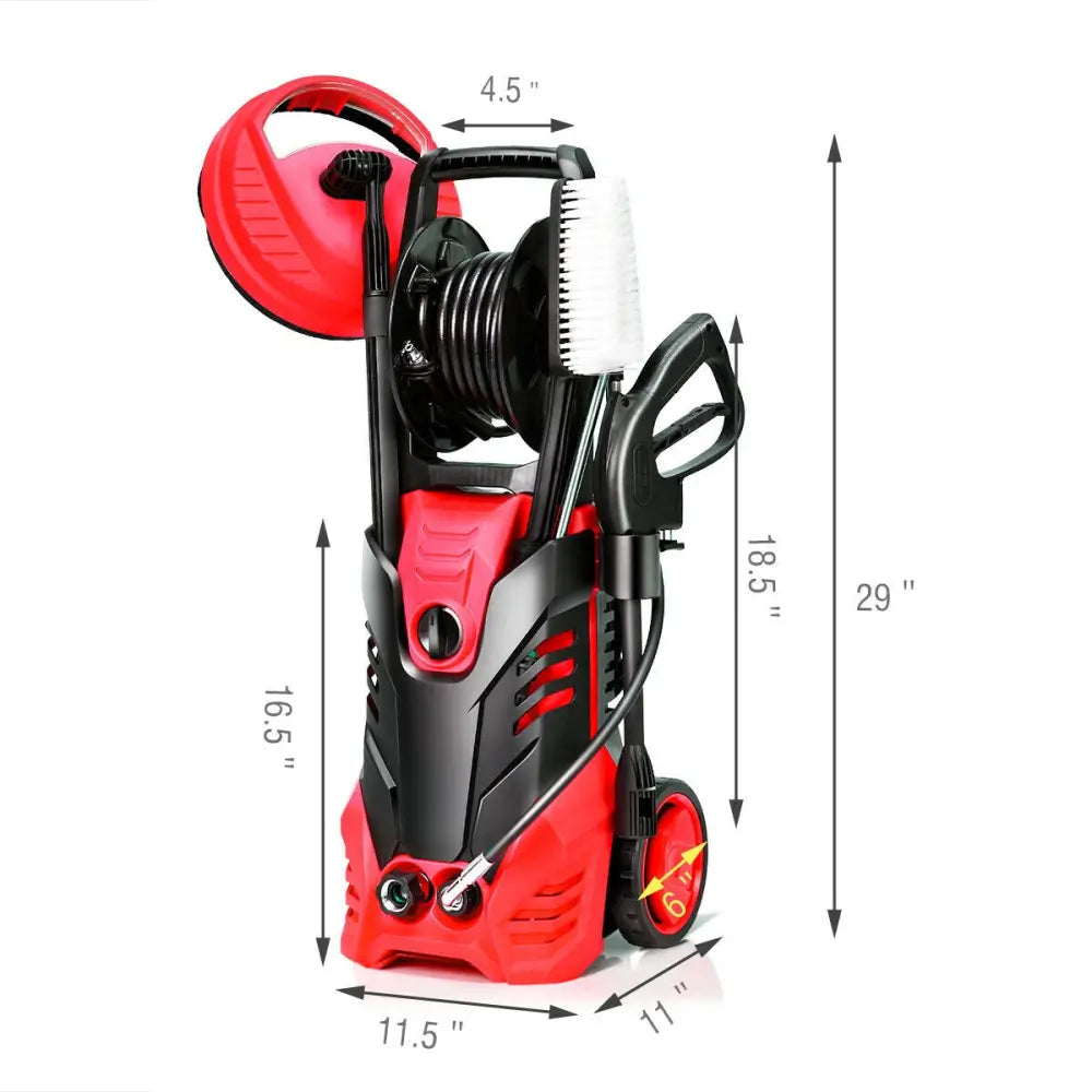 3000 PSI Electric High Pressure Washer With Patio Cleaner-Red - Red - Pressure Washers