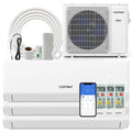 30000 BTU 3 Zone 23 SEER2 Mini Split Air Conditioner Wifi Enabled with Heat Pump-7K + 7K + 9K - White - 3 Zone Mini