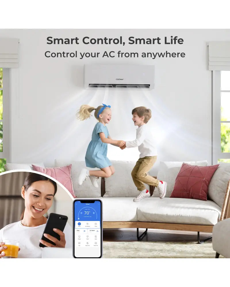 30000 BTU 3 Zone 23 SEER2 Mini Split Air Conditioner Wifi Enabled with Heat Pump-7K + 7K + 18K - White - 3 Zone Mini