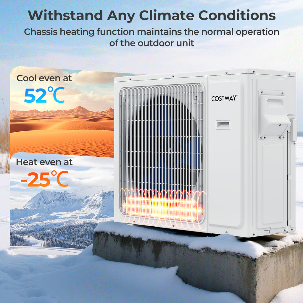 30000 BTU 2 Zone 23 SEER2 Mini Split Air Conditioner Wifi Enabled with Heat Pump-7K + 18K
