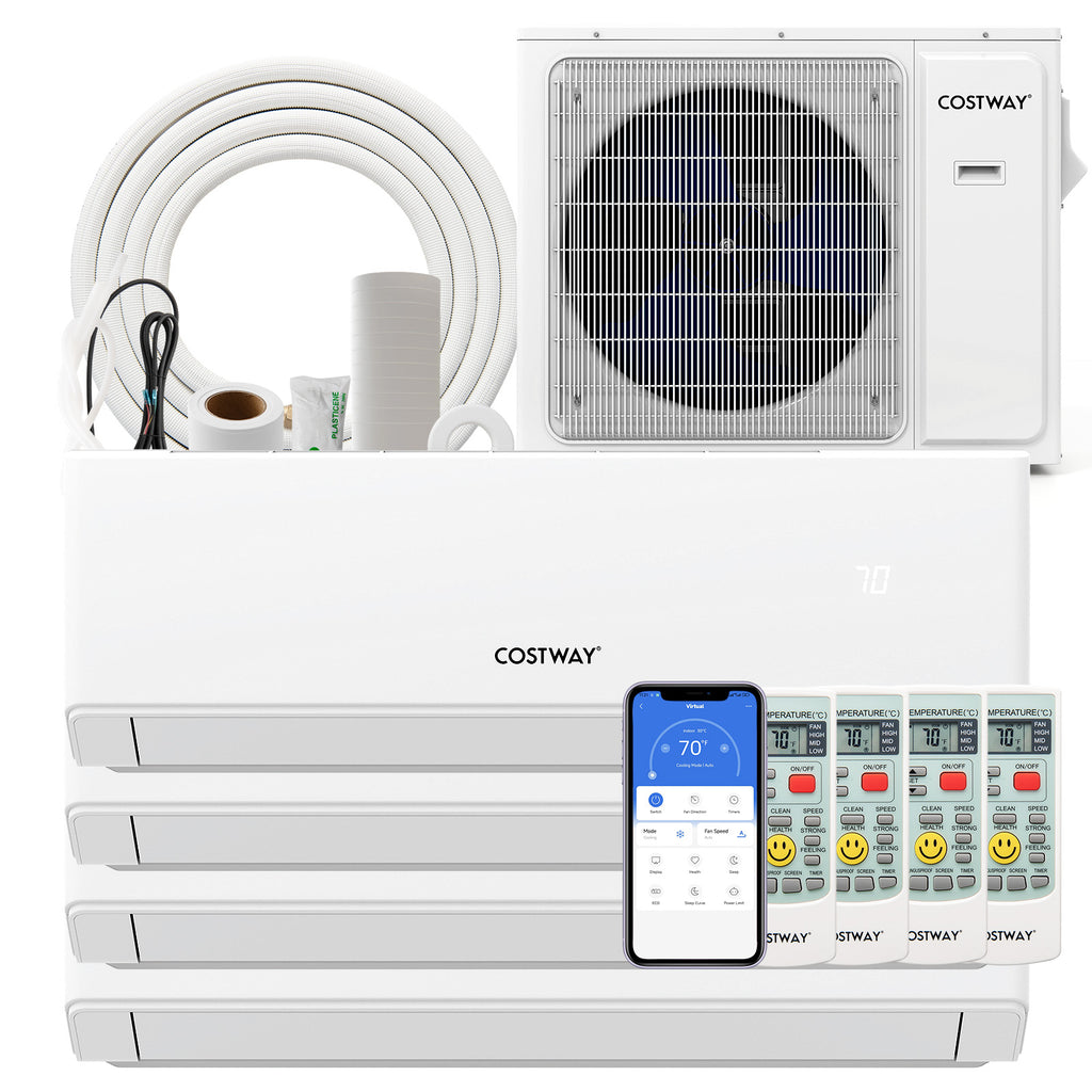 30000 BTU 4 Zone 23 SEER2 Mini Split Air Conditioner Wifi Enabled with Heat Pump-7K + 7K + 9K + 9K