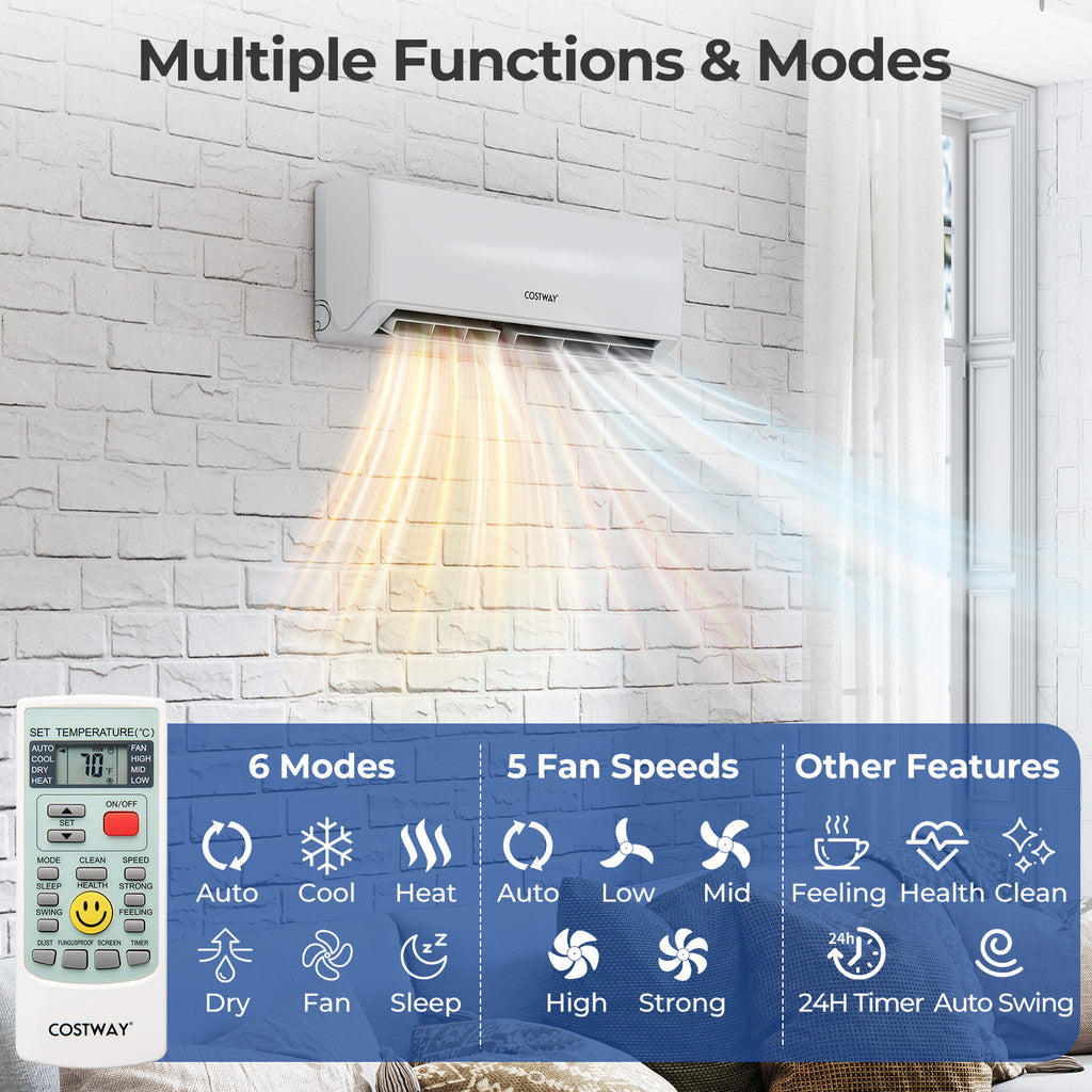 30000 BTU 4 Zone 23 SEER2 Mini Split Air Conditioner Wifi Enabled with Heat Pump-7K + 7K + 9K + 9K