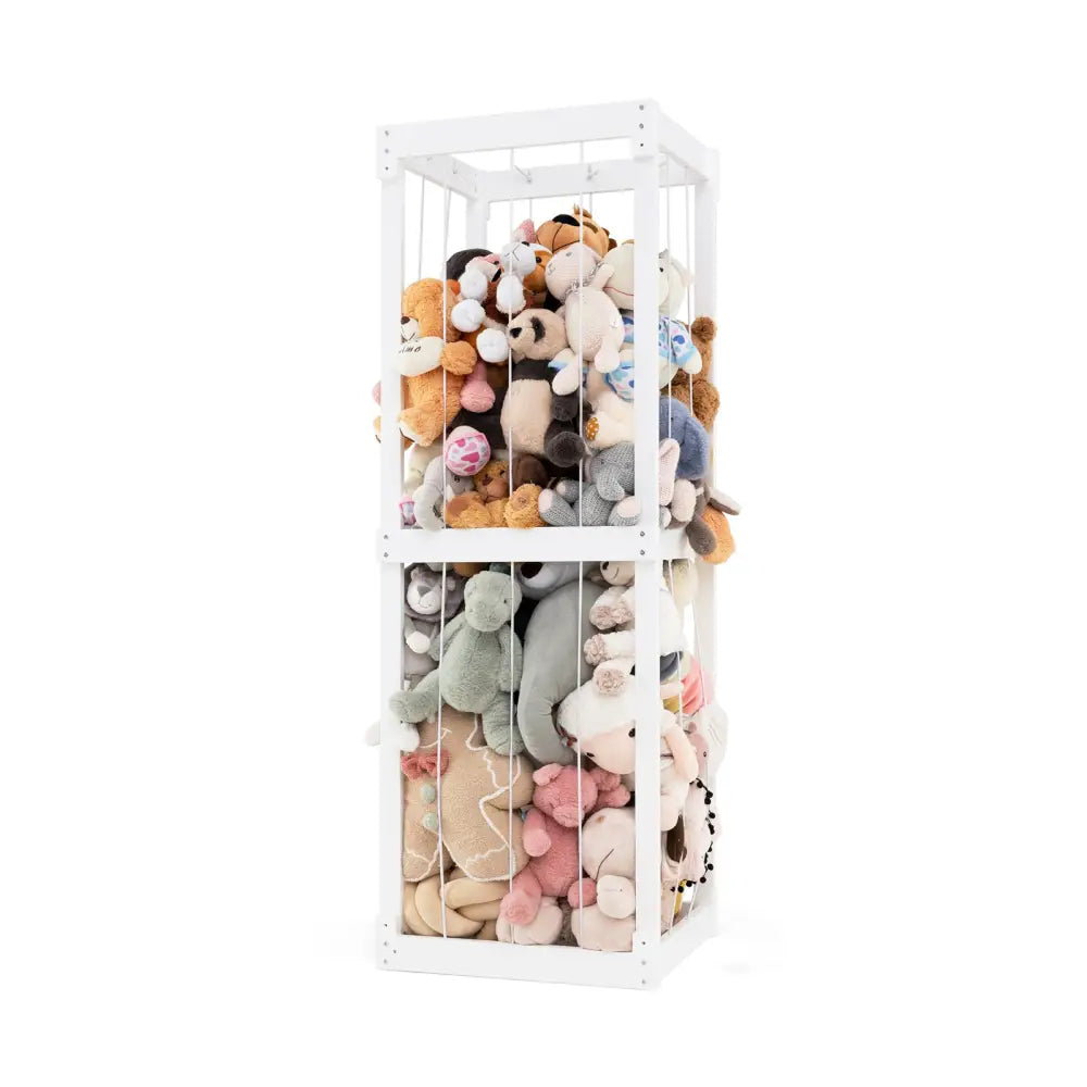 300L Large Stuffed Animal Storage with Open Top and Elastic Cords-White - White - Kids Storage