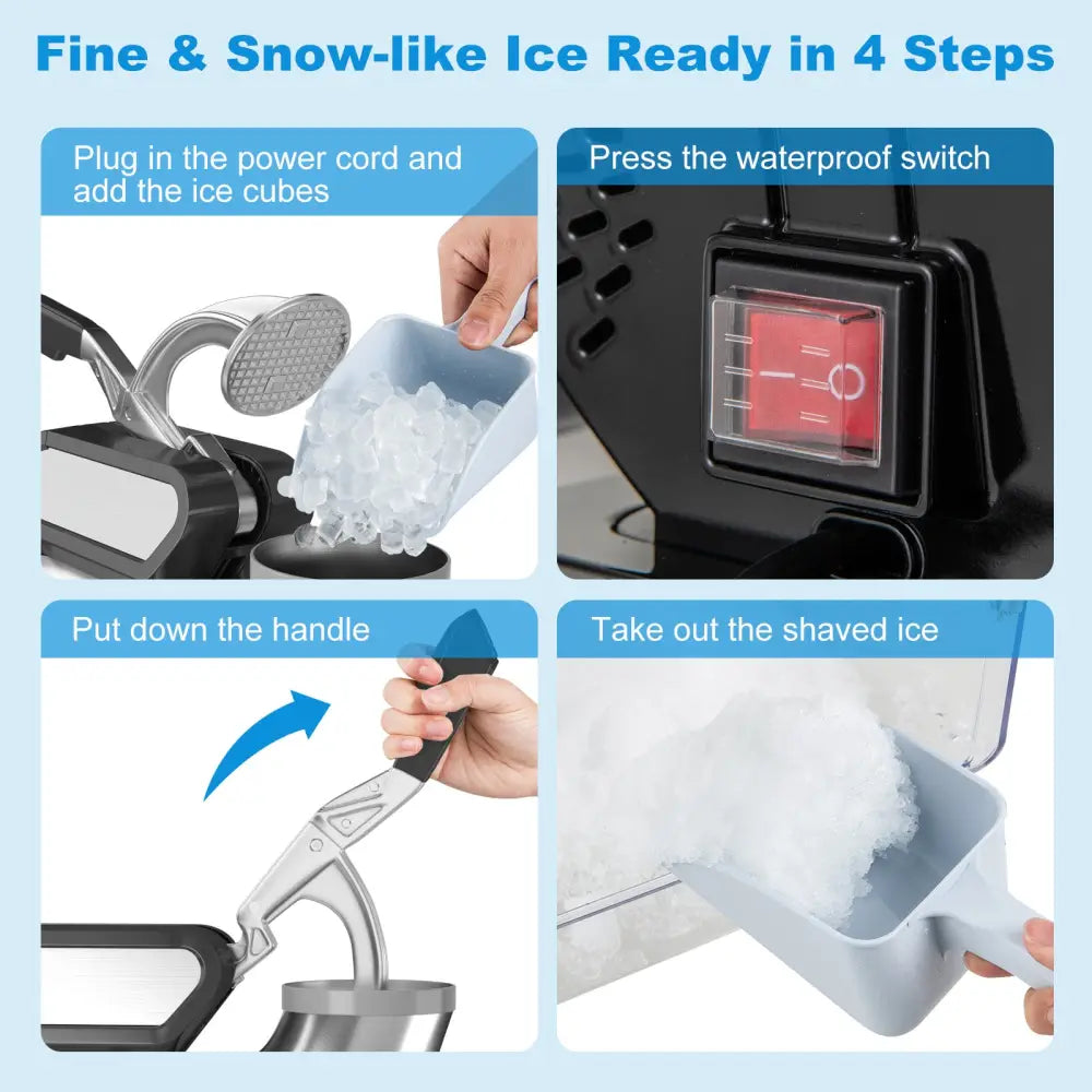 300W Commercial Ice Crusher with Dual Blades and Safety Switch-Black - Black - Ice Crushers & Shavers