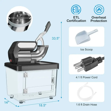 300W Commercial Ice Crusher with Dual Blades and Safety Switch-Black Costway