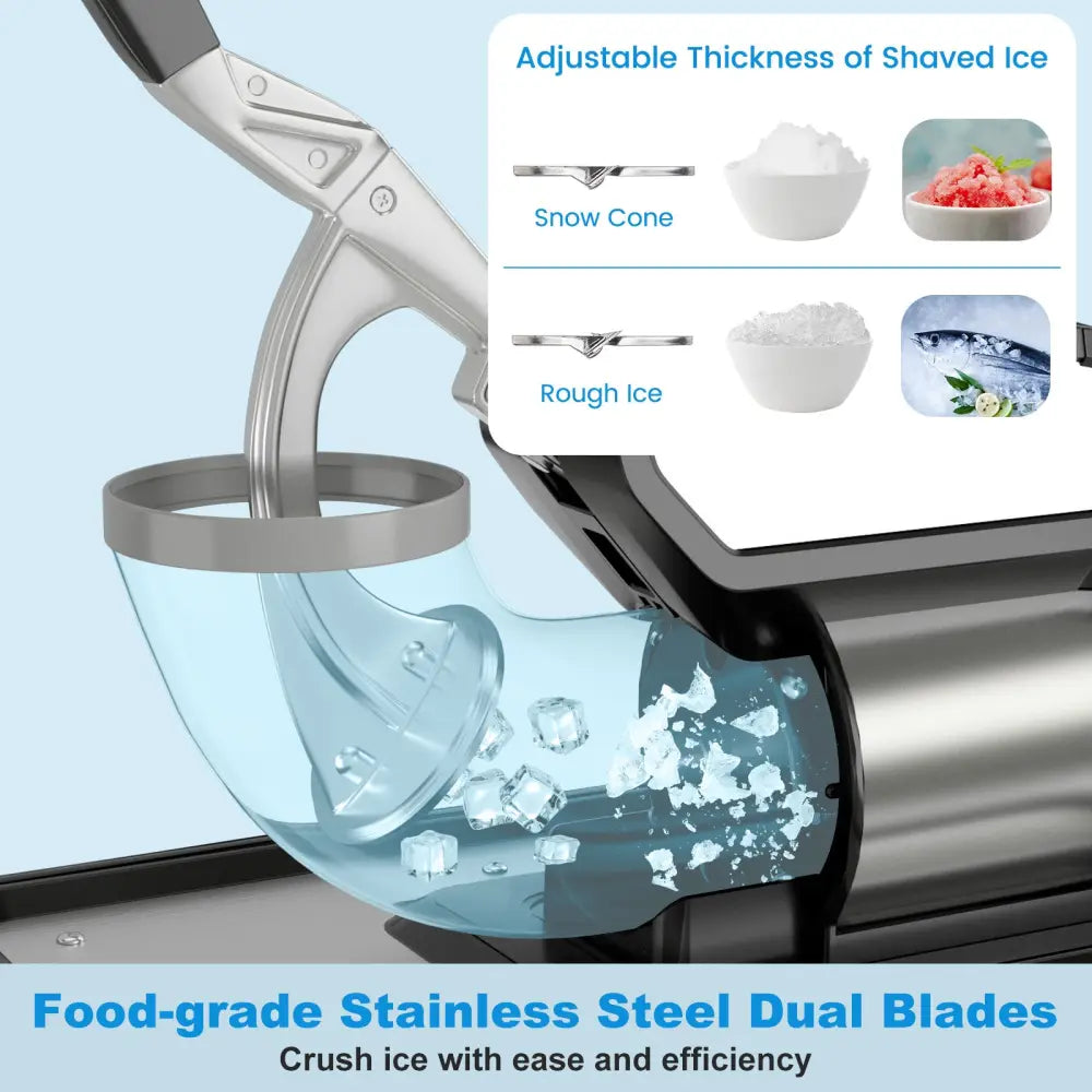 300W Commercial Ice Crusher with Dual Blades and Safety Switch-Black - Black - Ice Crushers & Shavers