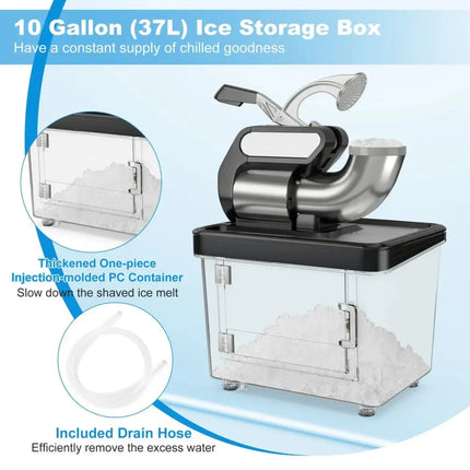 300W Commercial Ice Crusher with Dual Blades and Safety Switch-Black Costway