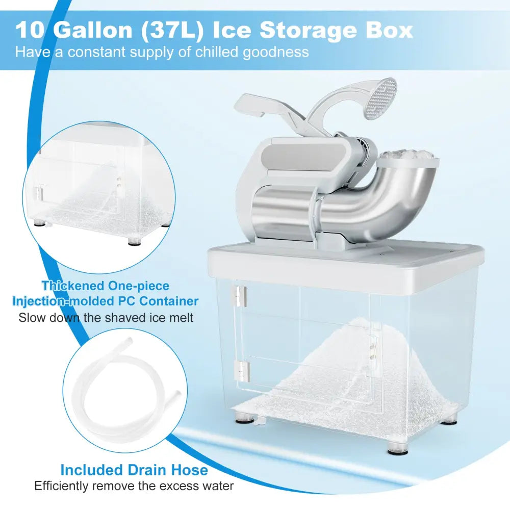 300W Commercial Ice Crusher with Dual Blades and Safety Switch-Gray - Gray - Ice Crushers & Shavers