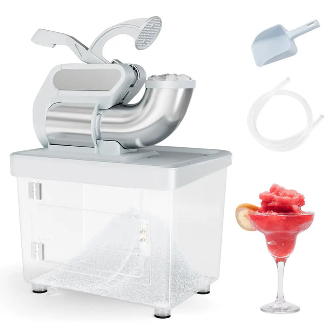 300W Commercial Ice Crusher with Dual Blades and Safety Switch-Gray - Gray - Ice Crushers & Shavers