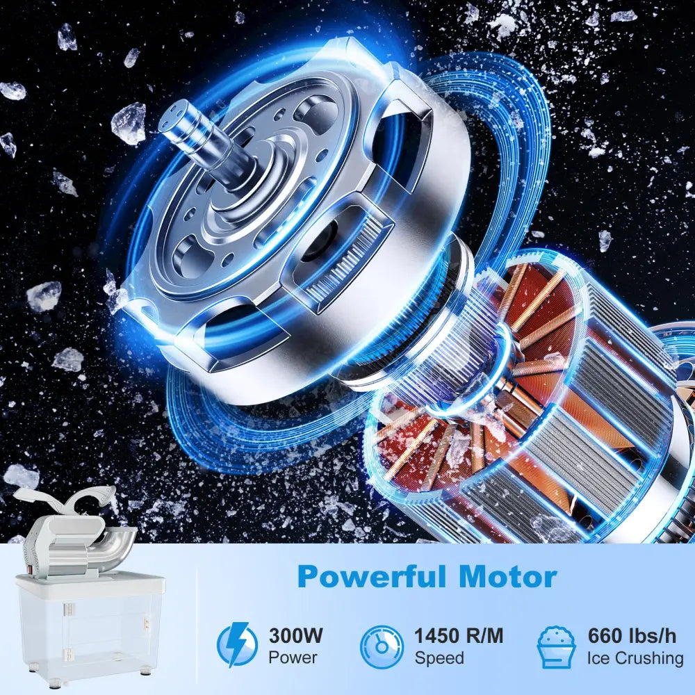 300W Commercial Ice Crusher with Dual Blades and Safety Switch-Gray - Gray - Ice Crushers & Shavers