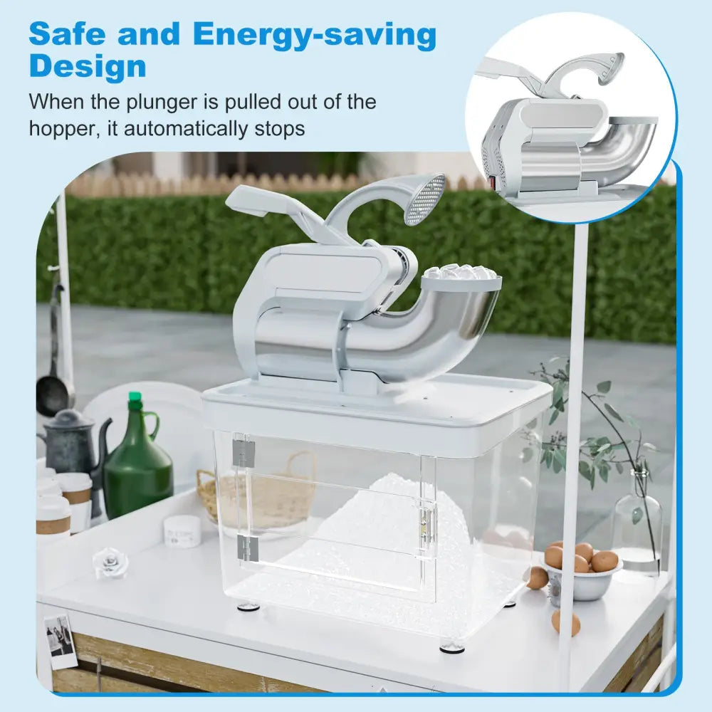 300W Commercial Ice Crusher with Dual Blades and Safety Switch-Gray - Gray - Ice Crushers & Shavers