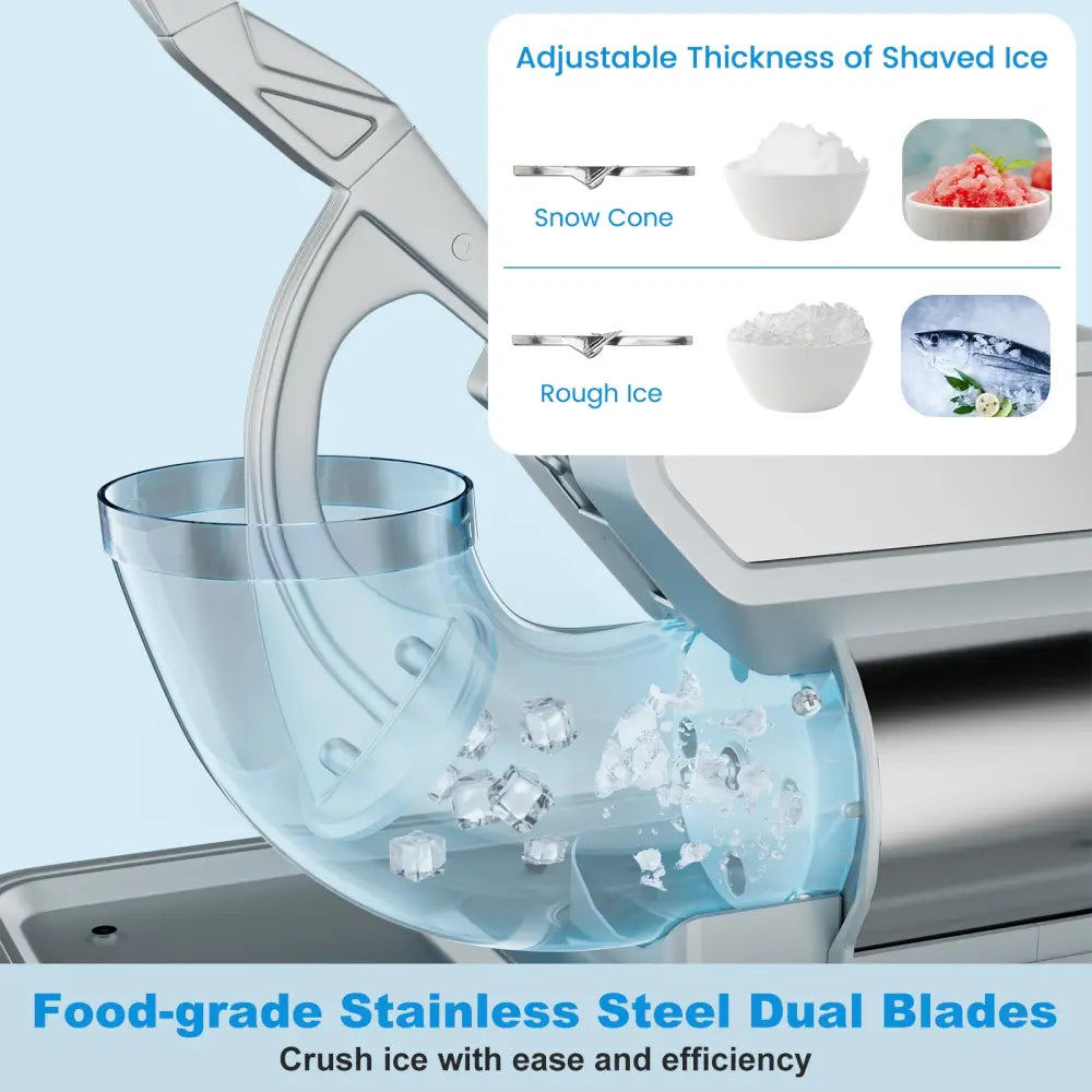 300W Commercial Ice Crusher with Dual Blades and Safety Switch-Gray - Gray - Ice Crushers & Shavers